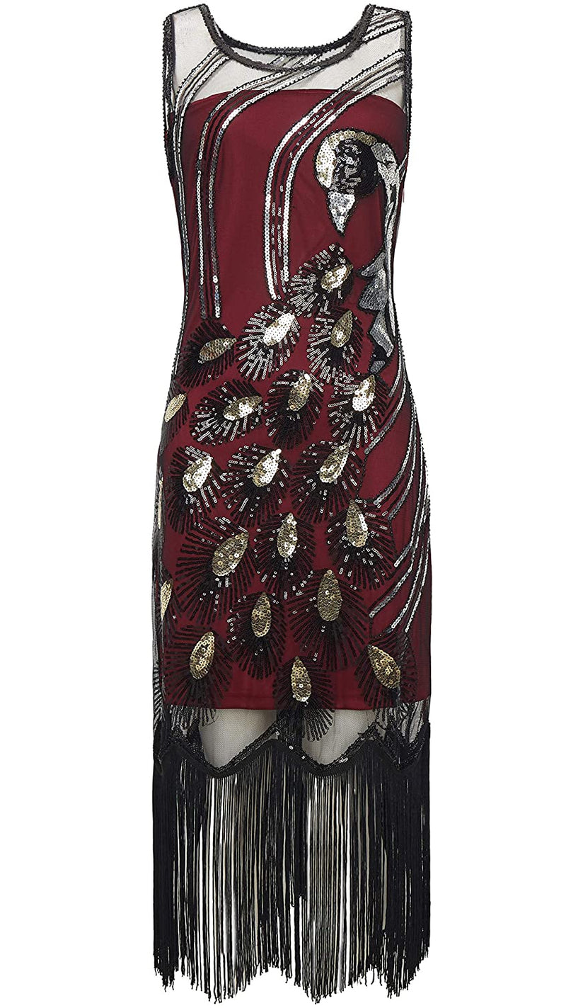 Gatsby Flapper Fancy Dress Red Wine