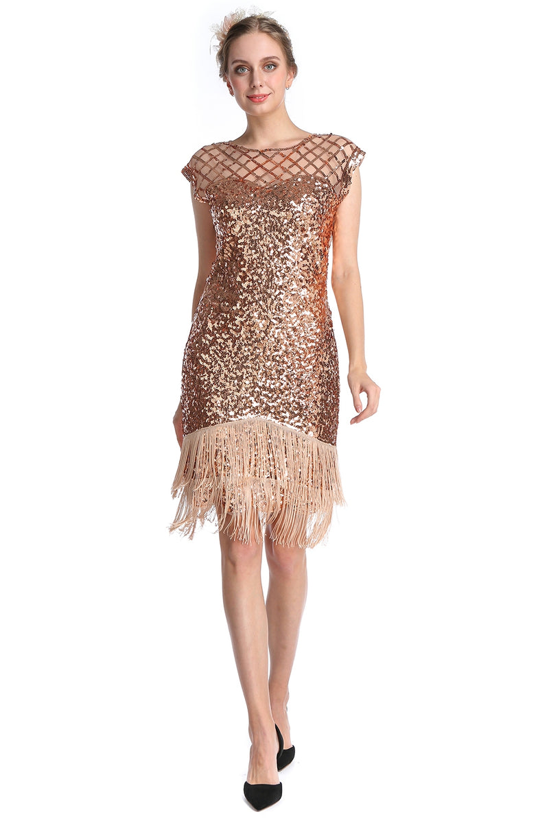 Rose gold 1920 gatsby flapper dress
