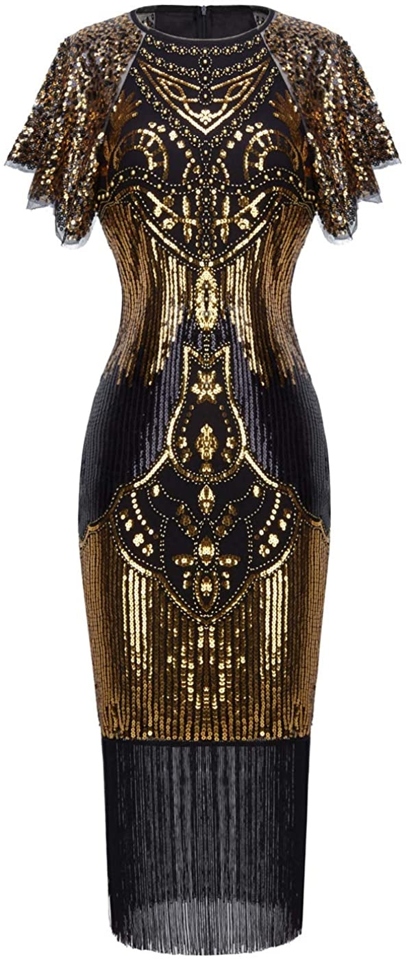 Black and Gold Ladies 1920s Flapper Dress Costumes