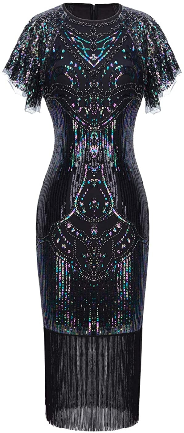 Black Ladies 1920s Flapper Dress Costumes