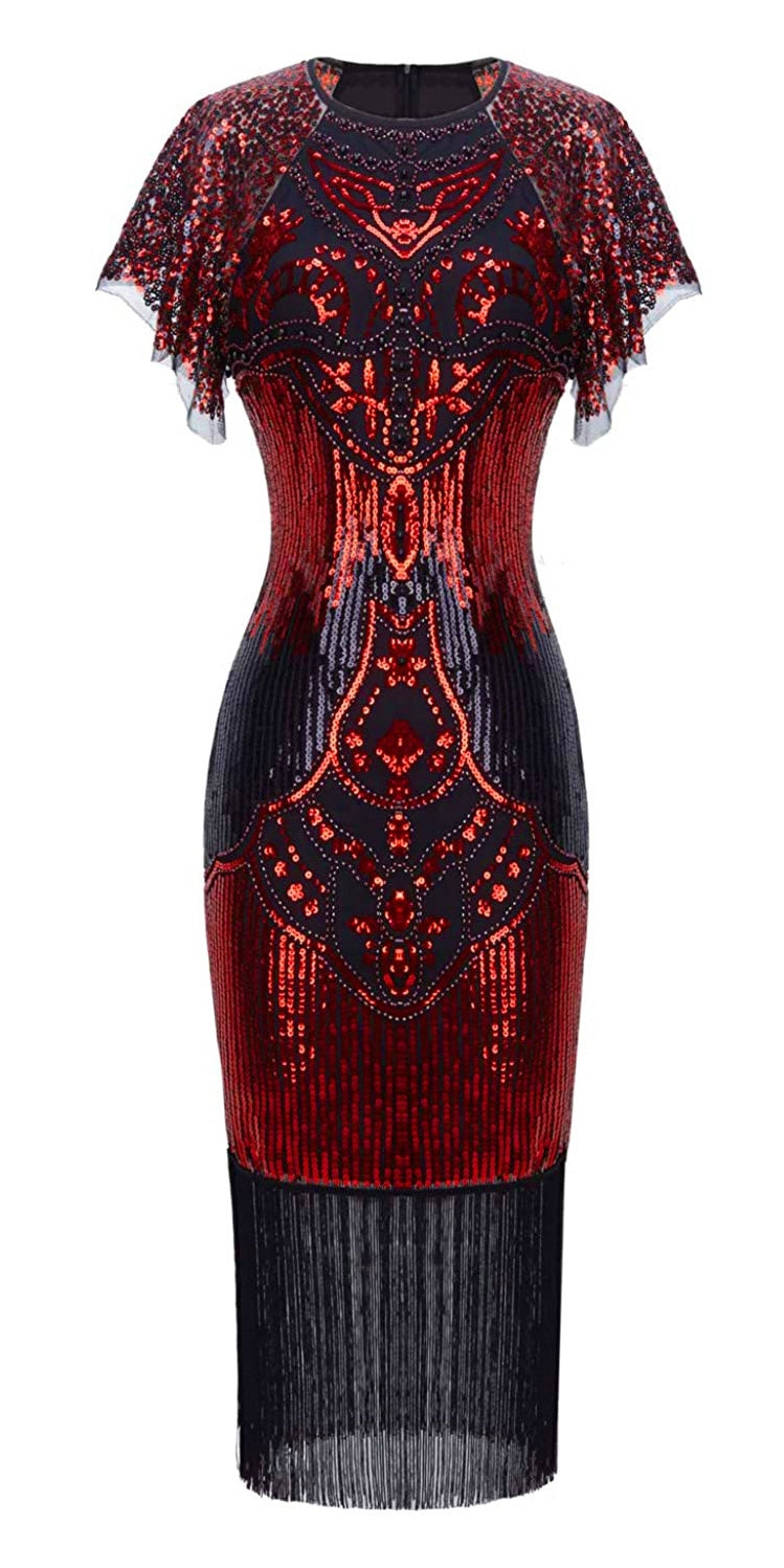 Black and Red Ladies 1920s Flapper Dress Costumes