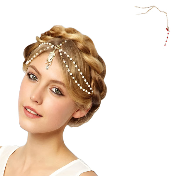 Deco White Vintage Hairband 20s Flapper Chain Headband