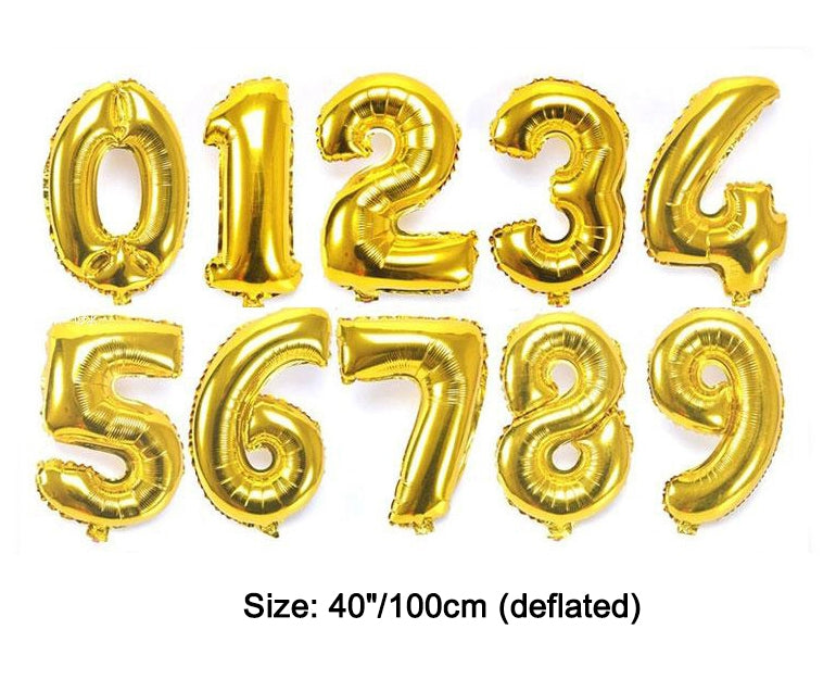 Gold 40" Numbers Air Inflatable Balloon