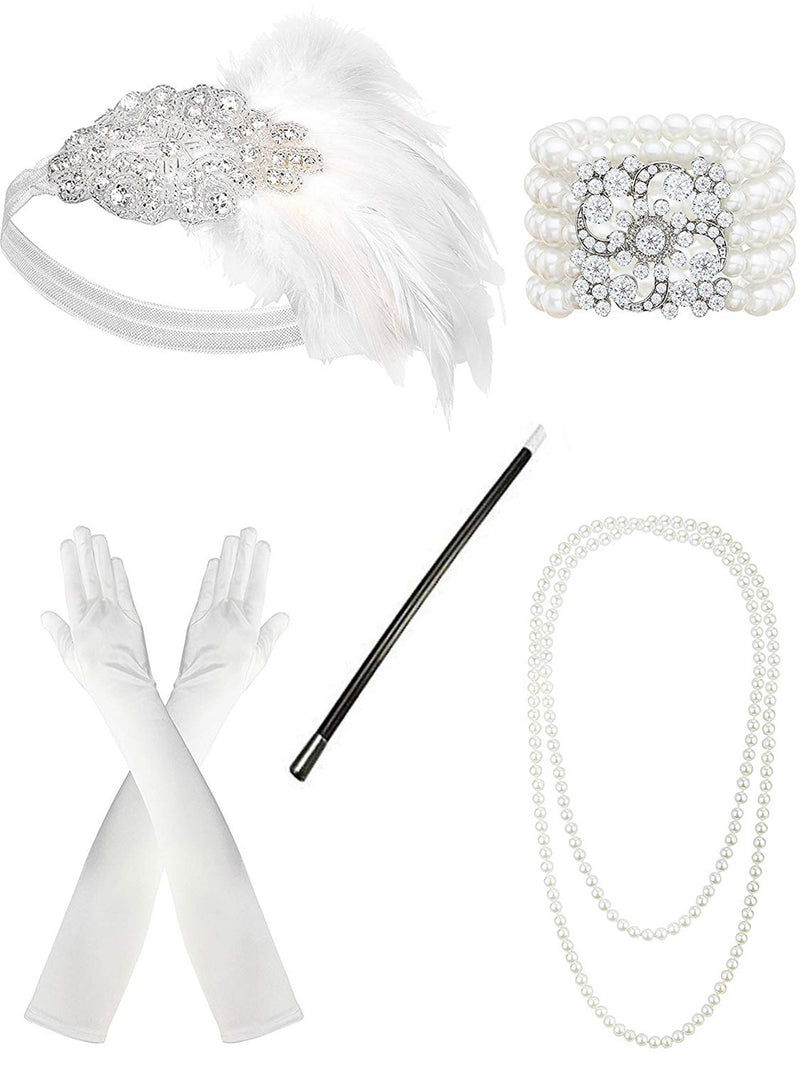 White 5pcs Roaring 1920 Accessories Set