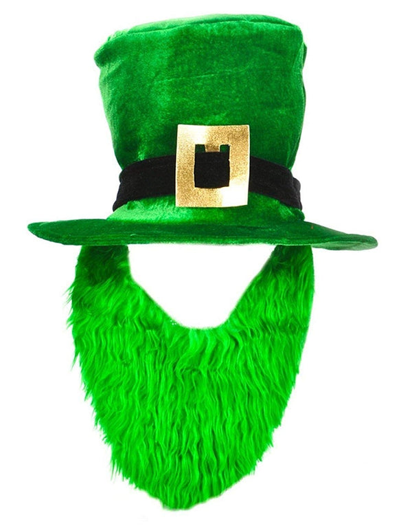 St Patricks Day Plush Leprechaun Hat with Beard