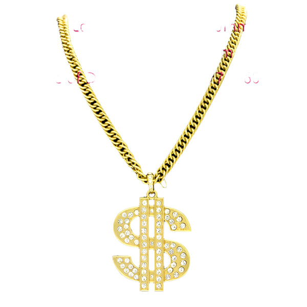 Dollar Medallion Bling Ali G Gangster 80s Hip Hop Costume Necklace Accessory