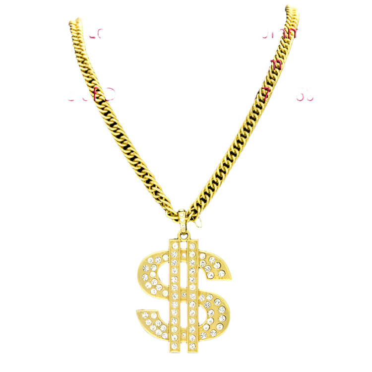 Dollar Medallion Bling Ali G Gangster 80s Hip Hop Costume Necklace Accessory