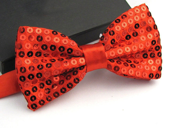Red Glitter Sequin Clip-on Bowtie Dance Party Bow Tie Costume Accessory