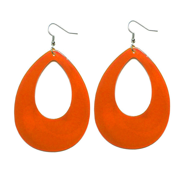 Orange Teardrop 80s Earrings Neon Rock Star