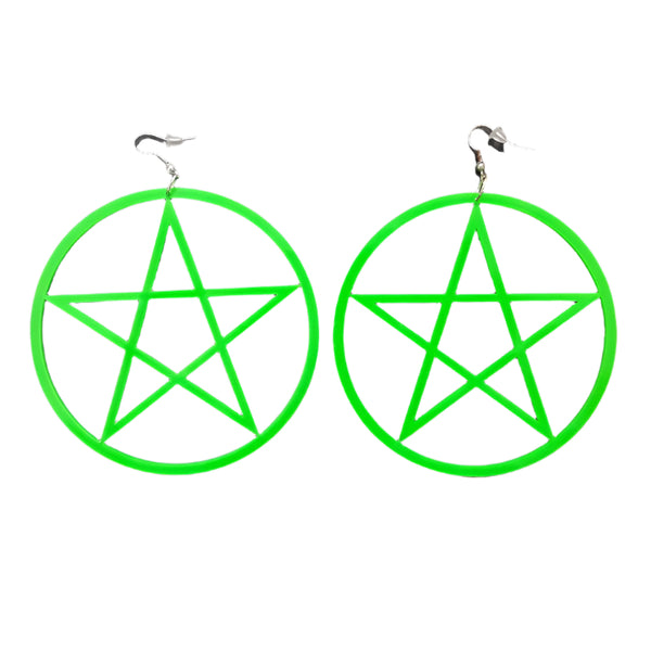 Green Earrings Neon 80s 1980s 90s Retro Rock Star