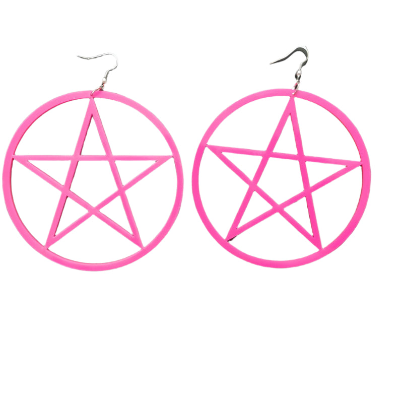 Pink 80s 90s Rock Star Earrings