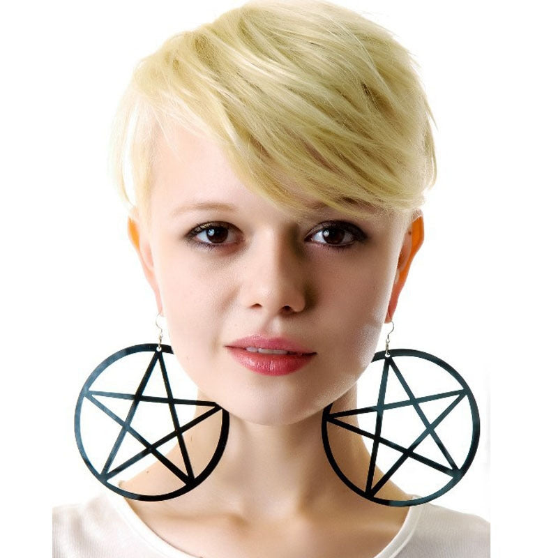 Black Peace Star Earrings 80s 90s Retro Rock Star