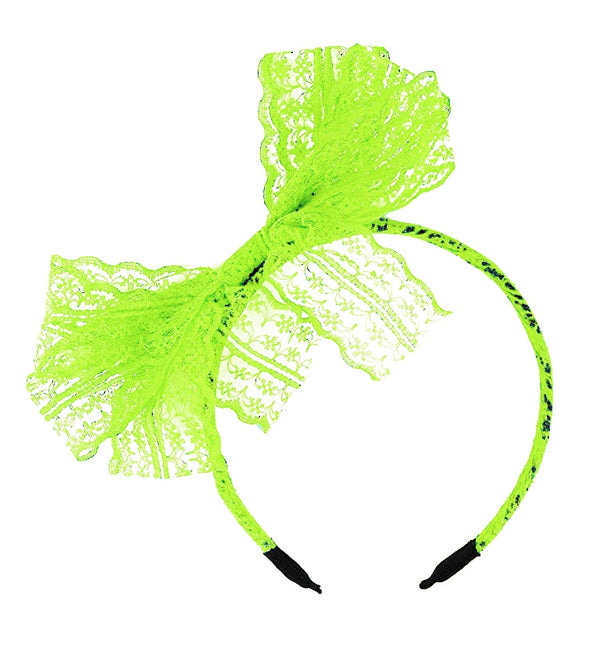 80s Party Lace Headband Nylon Green