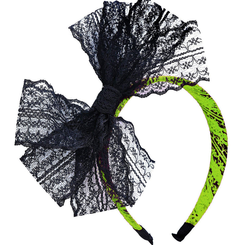 80's Party Lace Headband with Bow 80s Headband
