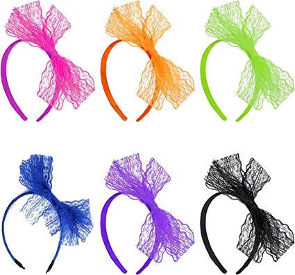 6 color 80's Lace Headband Costume Accessories