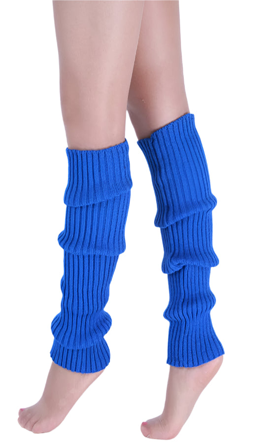 Blue Womens Pair of Party Legwarmers Knitted Dance 80s Costume Leg Warmers
