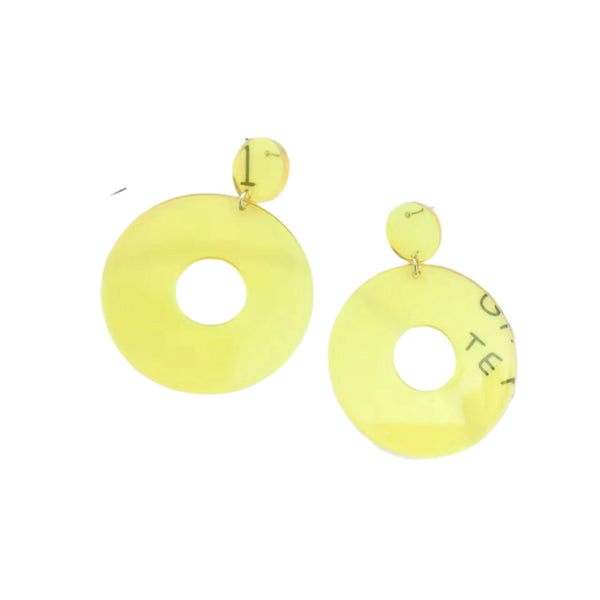Yellow Earrings Neon 80s 1980s 90s Retro Rock Star