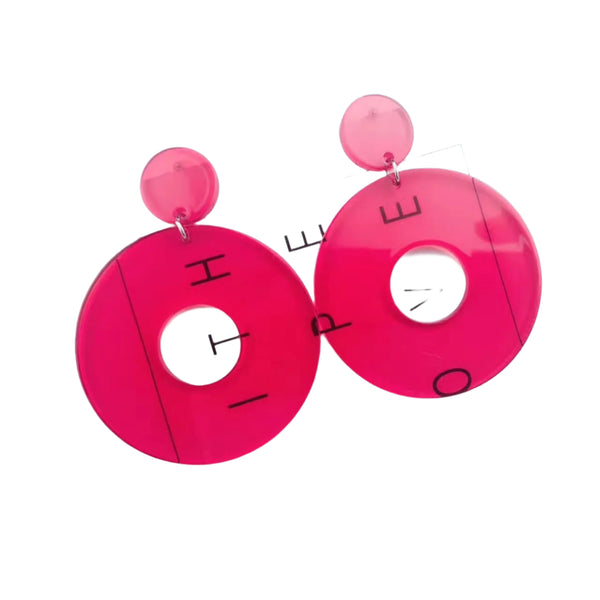 Red Earrings Neon 80s 1980s 90s Retro Rock Star