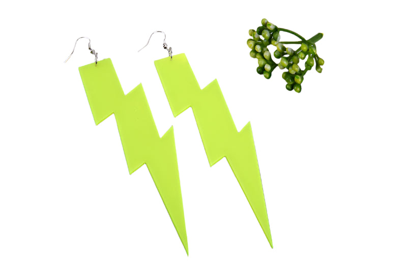 Light Green Glitter lightning Rock Star Earring