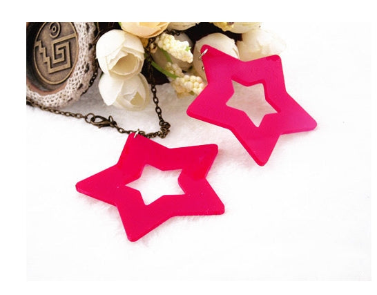 Pink Star 80s Rock Star Earrings