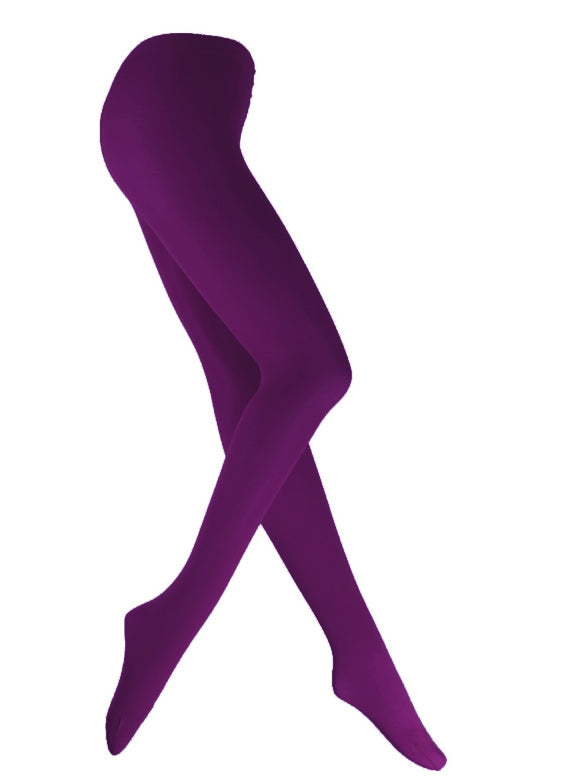 Dark Purple 80s 70s Disco Opaque Womens Pantyhose Stockings Hosiery Tights