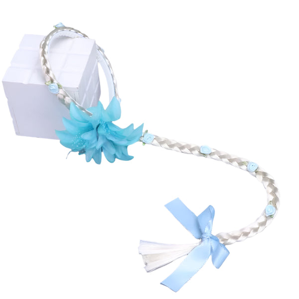 Frozen Elsa Girls Disney Princess Wig Headband Hair Plait Pink Flower