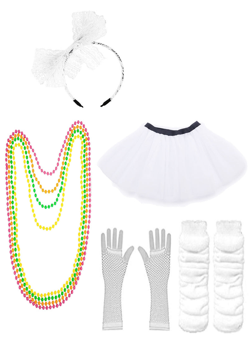 White Coobey Ladies 80s Costume Set