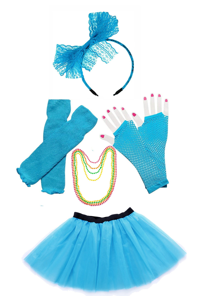 Lake blue Coobey Ladies 80s Tutu Skirt and Accessory Set