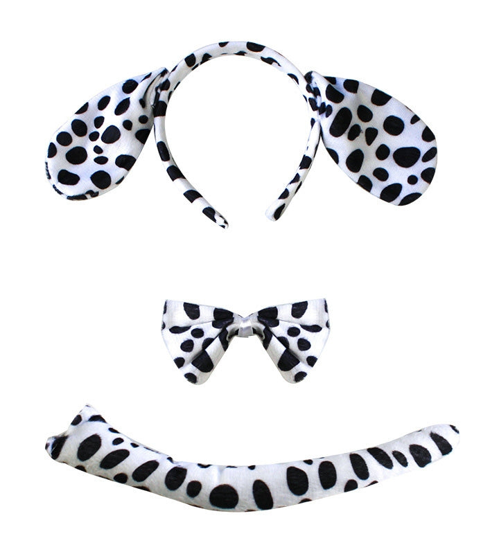Dalmatians Dog Animal Costume Headband Bow Tie Tails Set Kids