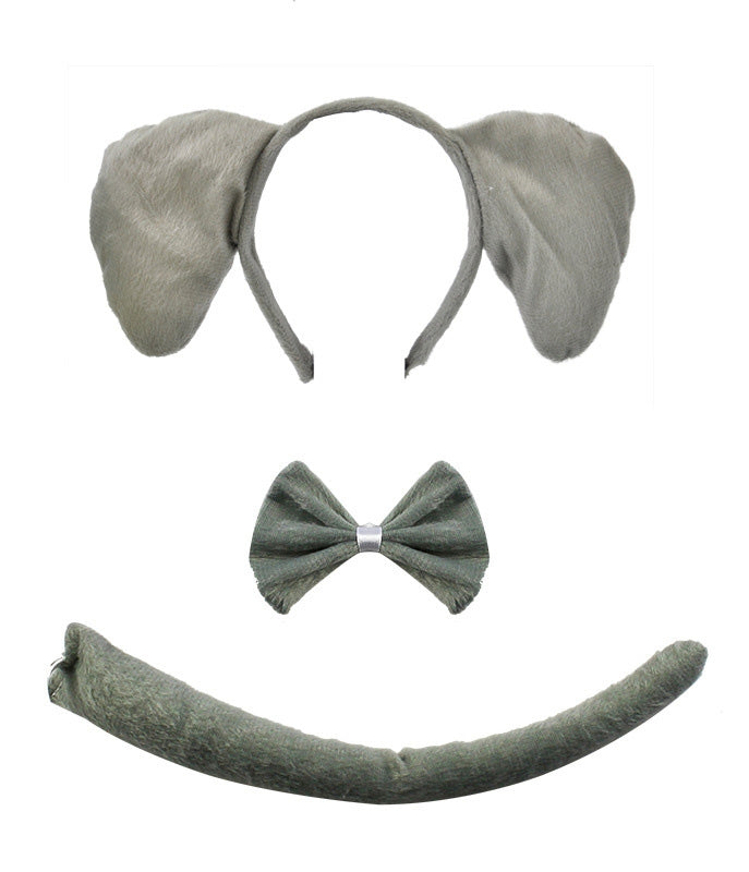 Elephant Animal Costume Headband Bow Tie Tails Set Kids