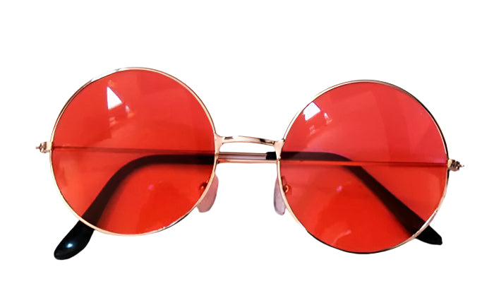 Orange Pink Retro 80s Round Frame Sunglasses