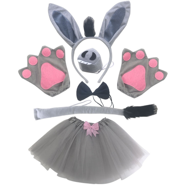 6 Pcs Donkey Tails Ears and Gloves Costume Accessory