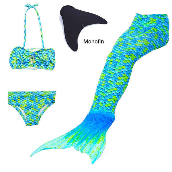Girl Kids Swimmable Mermaid Tail Bikini Bathing Swimsuit Costume