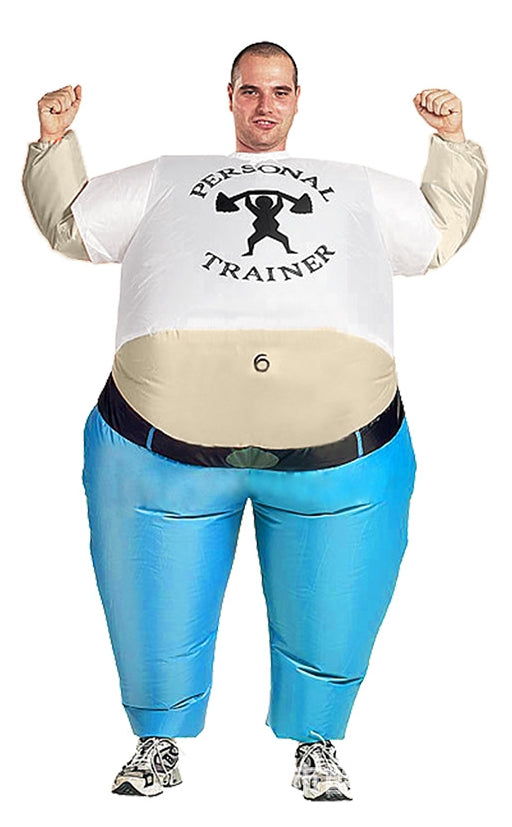 Adult Inflatable Personal Trainer Costume - Funny Fitness Instructor Suit