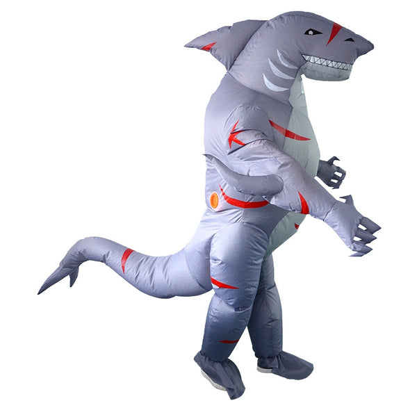 Grey shark carry me inflatable costume