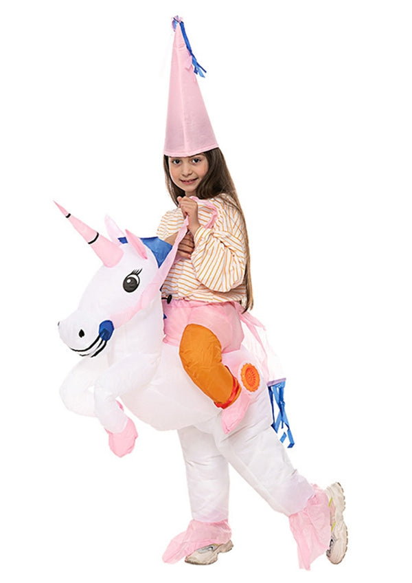 Girls Unicorn carry me inflatable costume