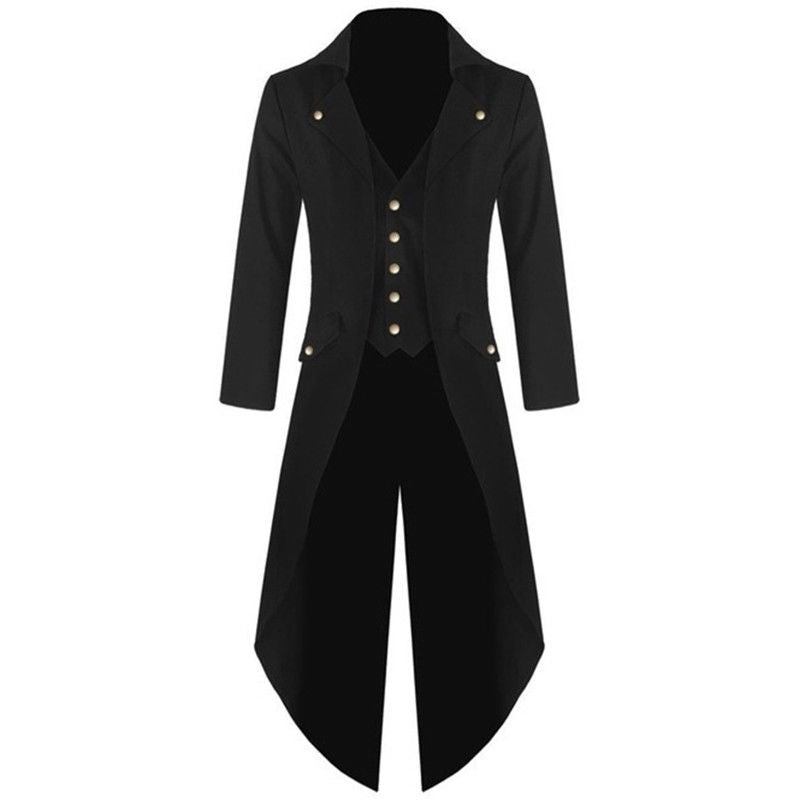 Black Mens Steampunk Vintage Tailcoat Jacket