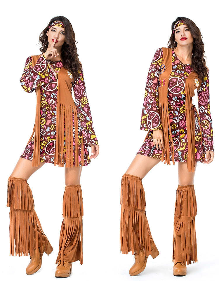 Ladies 1960s 70s Disco Retro Groovy Hippie Go Go Girl Costume