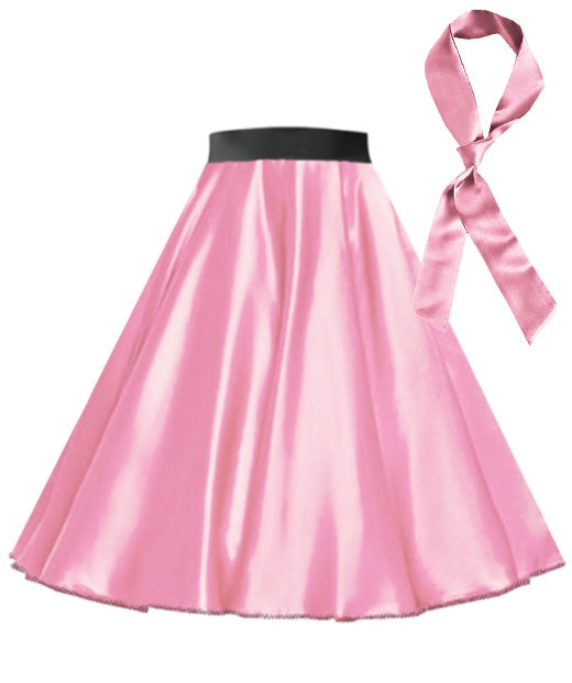 Pink Satin 1950's Rock n Roll Style 50s skirt