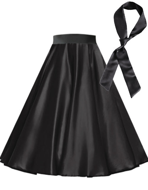 Black Satin 1950's Rock n Roll Style 50s skirt