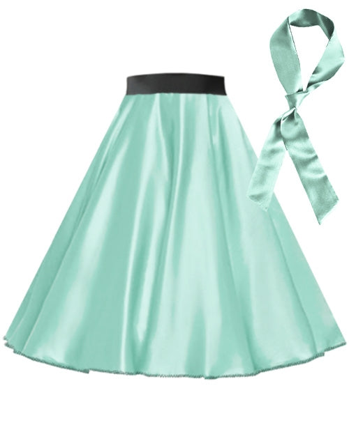 Light Blue Satin 1950's Rock n Roll Style 50s skirt