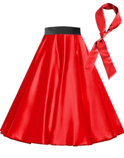 Red Satin 1950's Rock n Roll Style 50s skirt