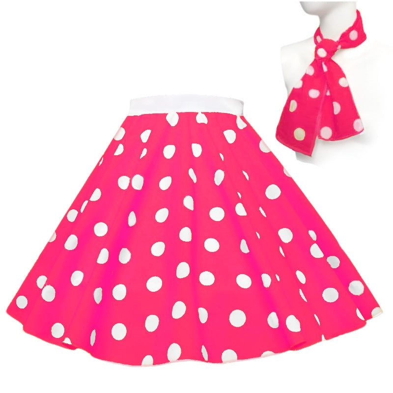 Pink With white dot 1950's Rock n Roll Dot Style skirt