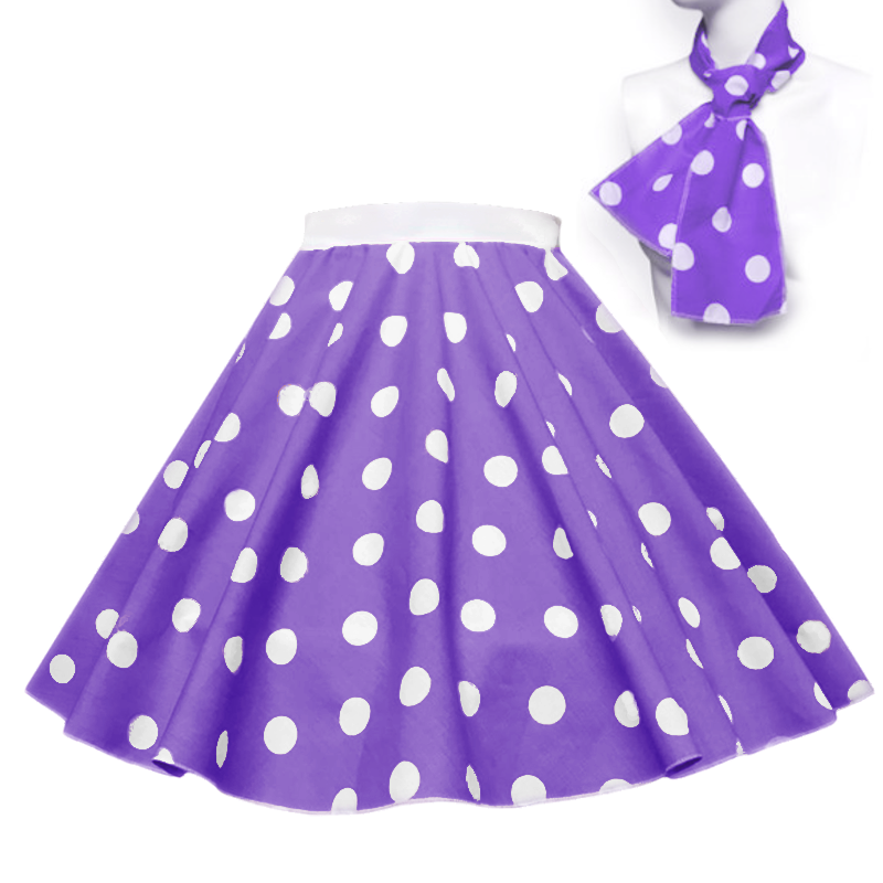 Purple With White dot 1950's Rock n Roll Dot Style skirt