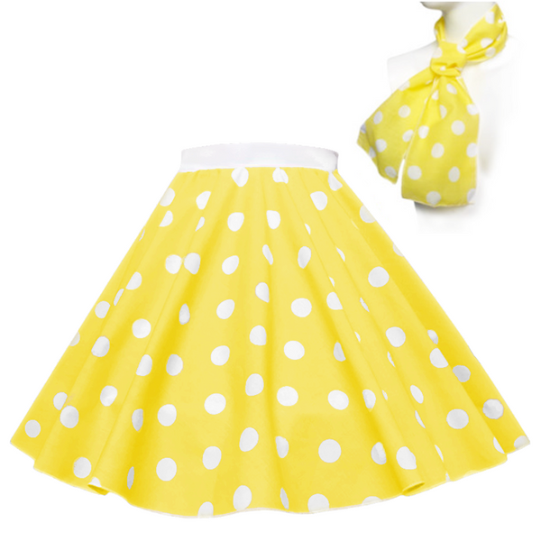 Yellow With White dot 1950's Rock n Roll Dot Style skirt