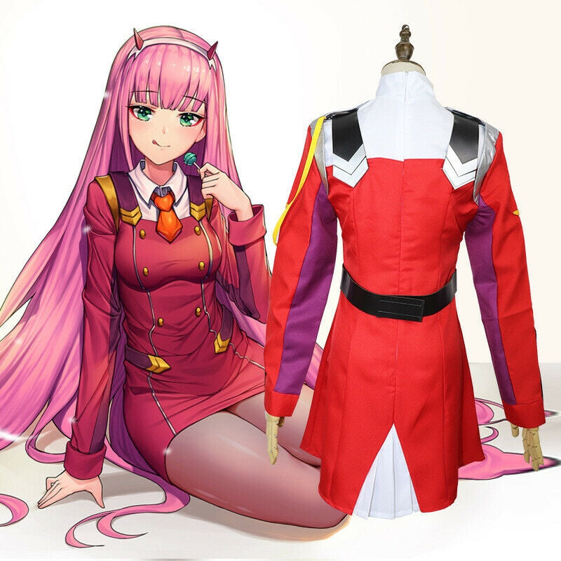 Womens Red Anime Mecha Pilot Costume - Military Coat Cosplay Outfit